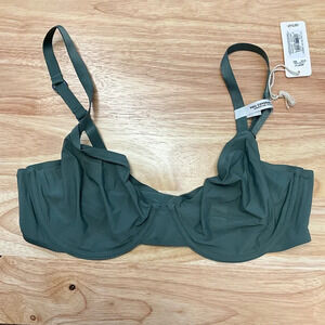 AERIE Real GoodSMOOTHEZ Unlined Full Coverage Bra Size 36C In Green NWT